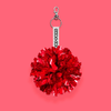 Red sparkle holographic pom pom avaimenperä