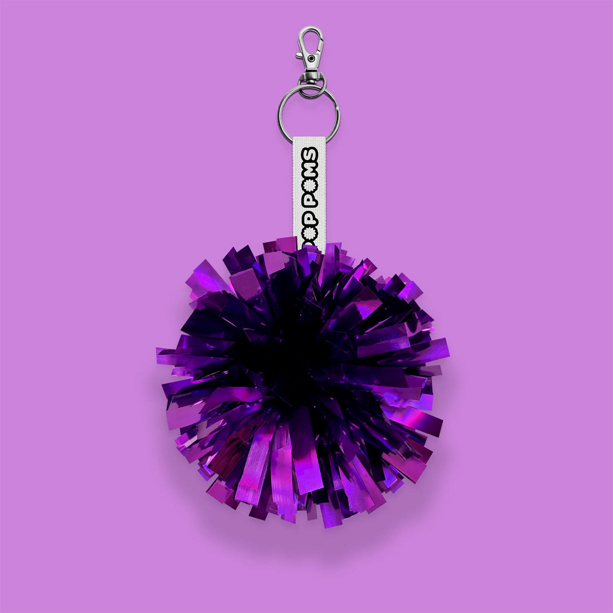 Vivid Purple Metallic pom pom avaimenperä