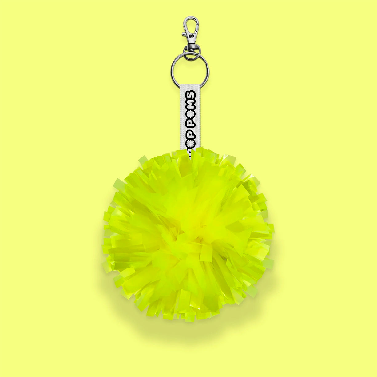 Neon Yellow Metallic pom pom avaimenperä